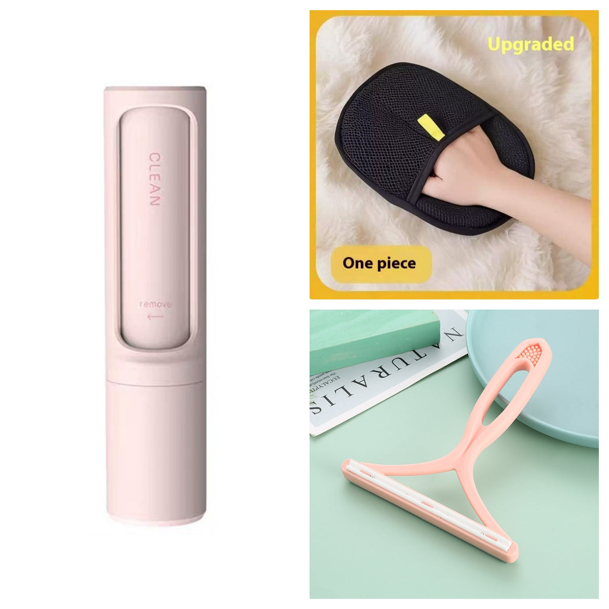 2-1 Pet Hair Remover Brush Lint Roller Portable Effective Self Cleaning Tool for Cat Dog Fur Hair Dust Removal Brush