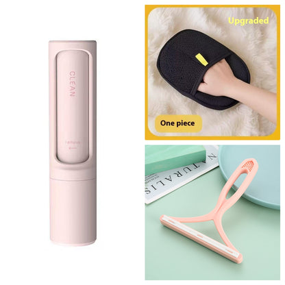 2-1 Pet Hair Remover Brush Lint Roller Portable Effective Self Cleaning Tool for Cat Dog Fur Hair Dust Removal Brush