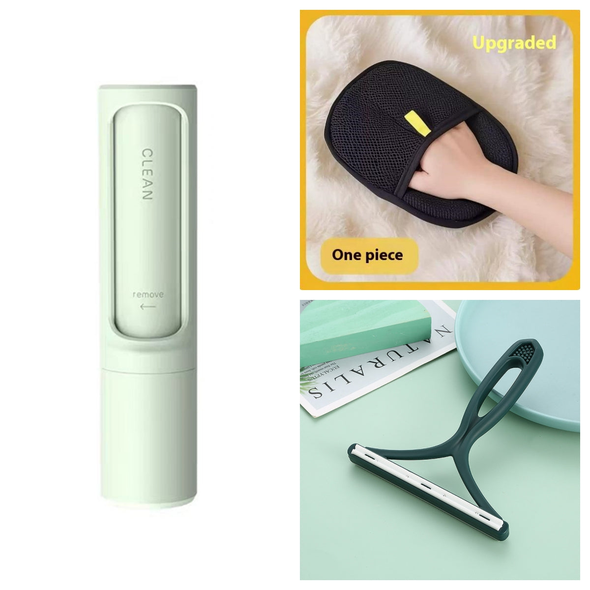 2-1 Pet Hair Remover Brush Lint Roller Portable Effective Self Cleaning Tool for Cat Dog Fur Hair Dust Removal Brush