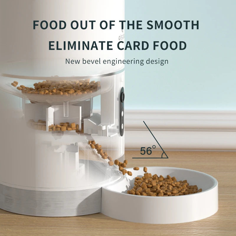 Smart WiFi Automatic Pet Feeder with Video Functionality for Timed and Quantitative Feeding of Cats and Dogs