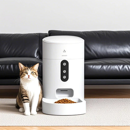 Smart WiFi Automatic Pet Feeder with Video Functionality for Timed and Quantitative Feeding of Cats and Dogs