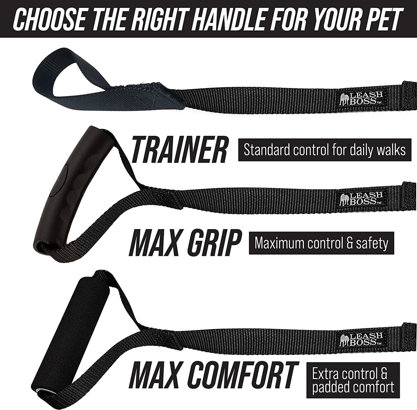 Free Range Long Dog Leash for Large Dogs with Drawstring Backpack - 1 Inch Nylon Training Lead with Padded Handle (Black, 30 Ft)