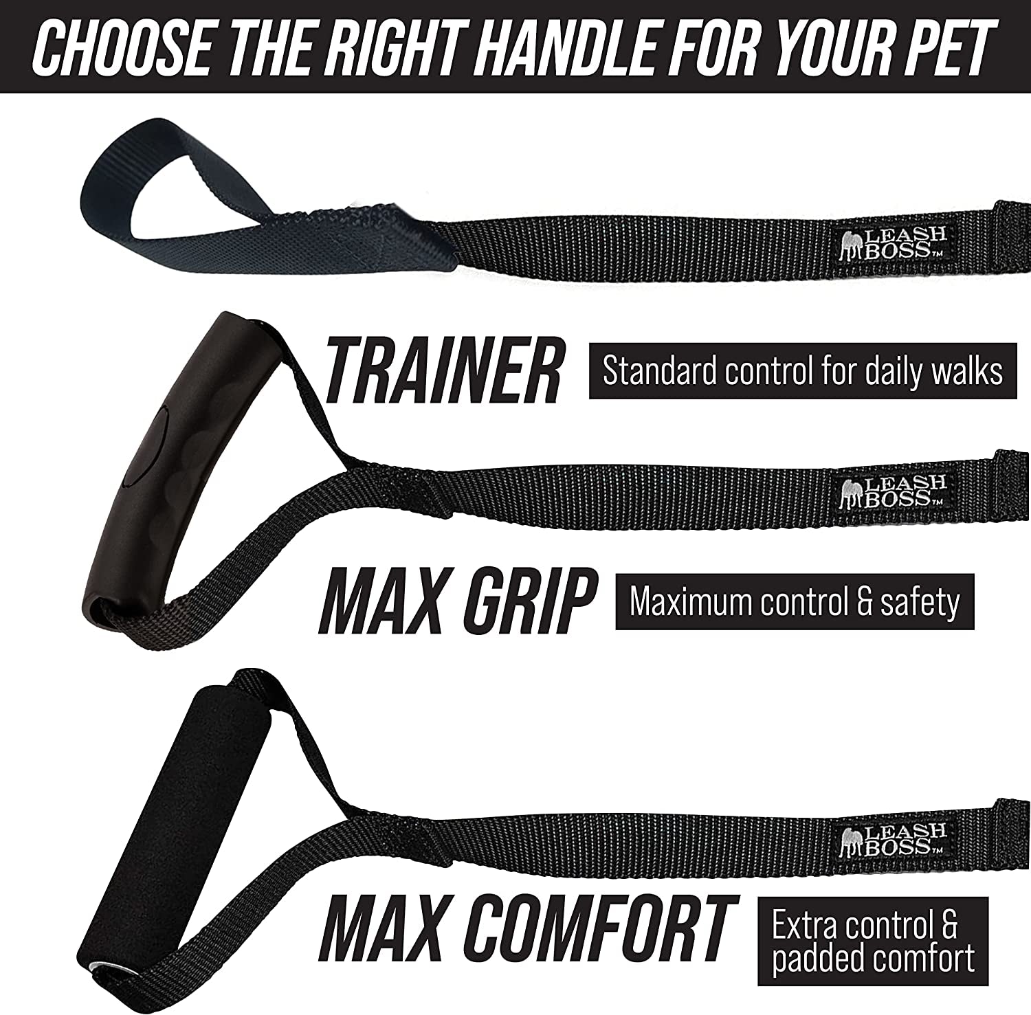 Free Range Long Dog Leash for Large Dogs with Drawstring Backpack - 1 Inch Nylon Training Lead with Padded Handle (Black, 30 Ft)