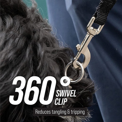 Free Range Long Dog Leash for Large Dogs with Drawstring Backpack - 1 Inch Nylon Training Lead with Padded Handle (Black, 30 Ft)