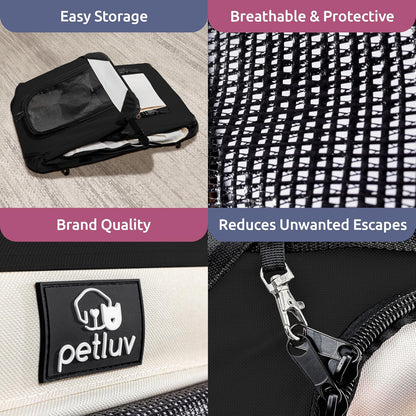 Cat & Dog Pet Carrier, Soft-Sided, Medium 20"X13"X13" Fits Most Cats or Small Dog, Comfortable for Travel & Vet Visits, Privacy Windows, Removable Plush Bed, Locking Zippers, Folds Flat